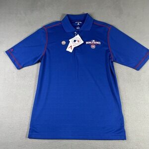 Chicago Cubs Shirt Polo Mens Small Blue 2016 World Series MLB Baseball Antigua